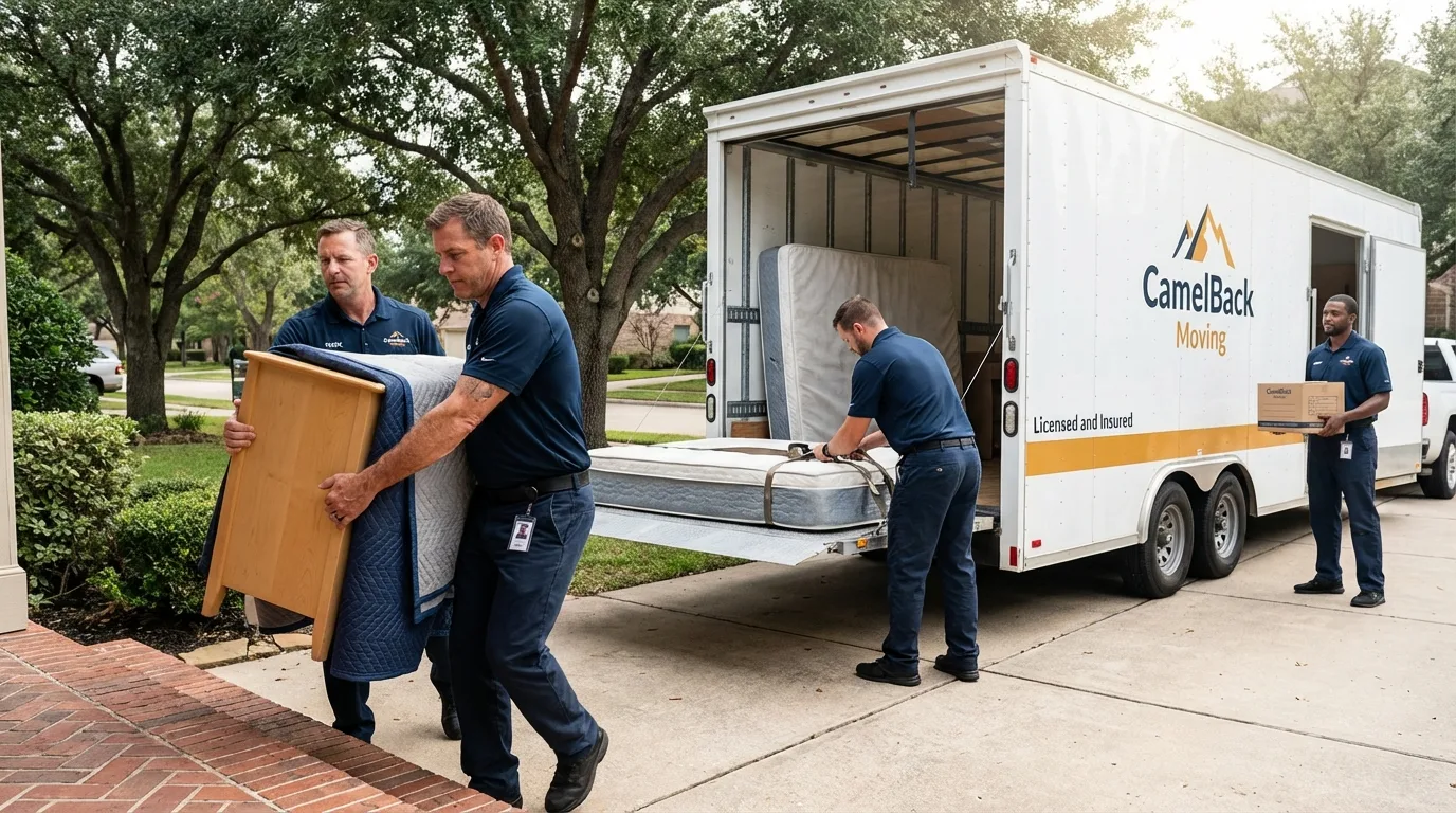 Crew loading residential truck for cross-state move from Barnstable, MA